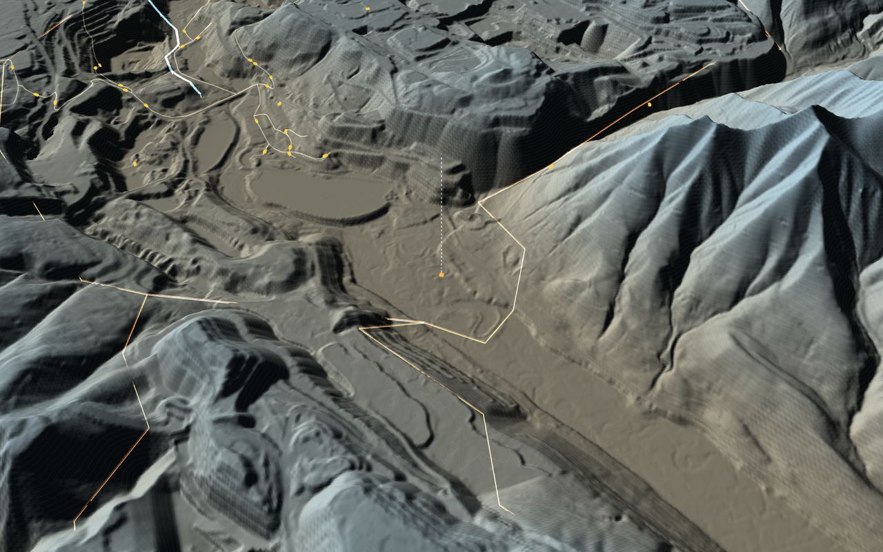 A British Columbia mine rendered from airborne lidar